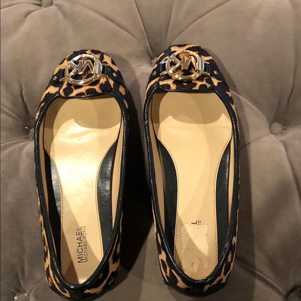 Michael Kors Leopard Print Flats with Gold Logo